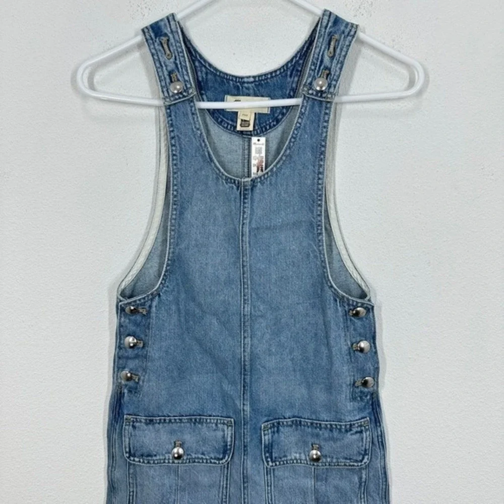 Madewell Scoopneck Denim Shortalls Chambray‎ Blue XXS Button Front Patch Pockets - Picture 5 of 14